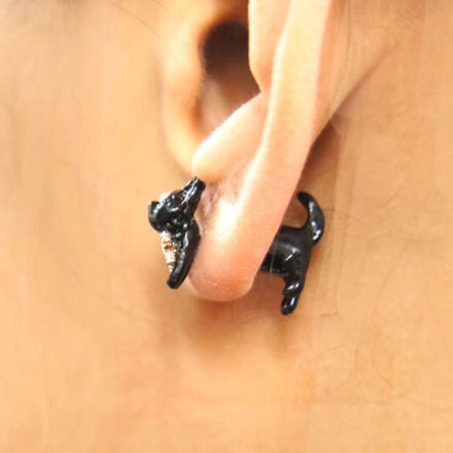 黒猫ジジの立体ピアス☆ネコモチーフ ピアス（フープ） eSPERANZA