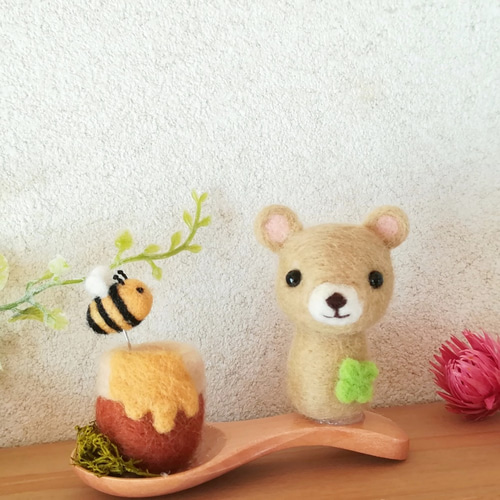 受注制作】くまさん＆はちみつ（スプーンシリーズ）☆羊毛フェルト