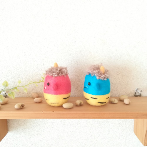 節分 赤鬼さん＆青鬼さん☆羊毛フェルト 羊毛フェルト nico*2 通販