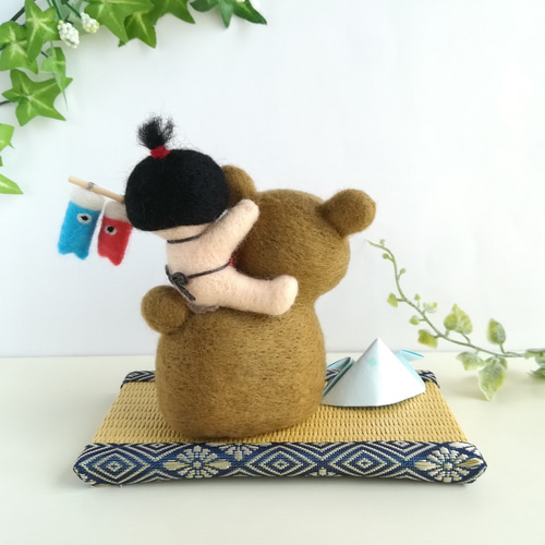 受注制作】端午の節句＜金太郎とクマさん（菖蒲）＞♪羊毛フェルト