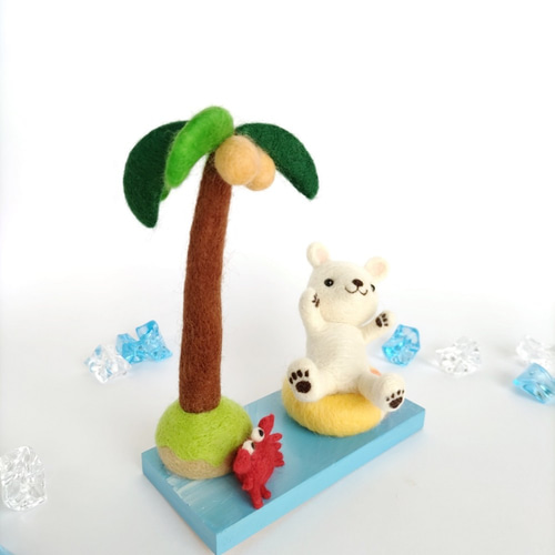夏！しろくまさんとヤシの木☆羊毛フェルト 羊毛フェルト nico*2