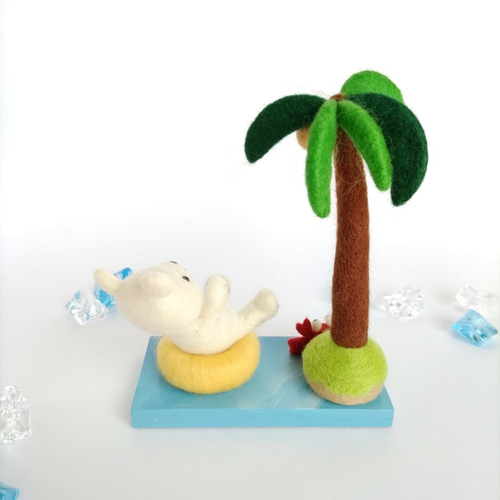 夏！しろくまさんとヤシの木☆羊毛フェルト 羊毛フェルト nico*2 通販