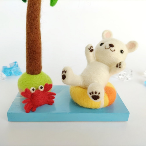 夏！しろくまさんとヤシの木☆羊毛フェルト 羊毛フェルト nico*2 通販