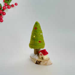 【受注制作】クリスマスツリー＆小さいお家☆羊毛フェルト 4枚目の画像