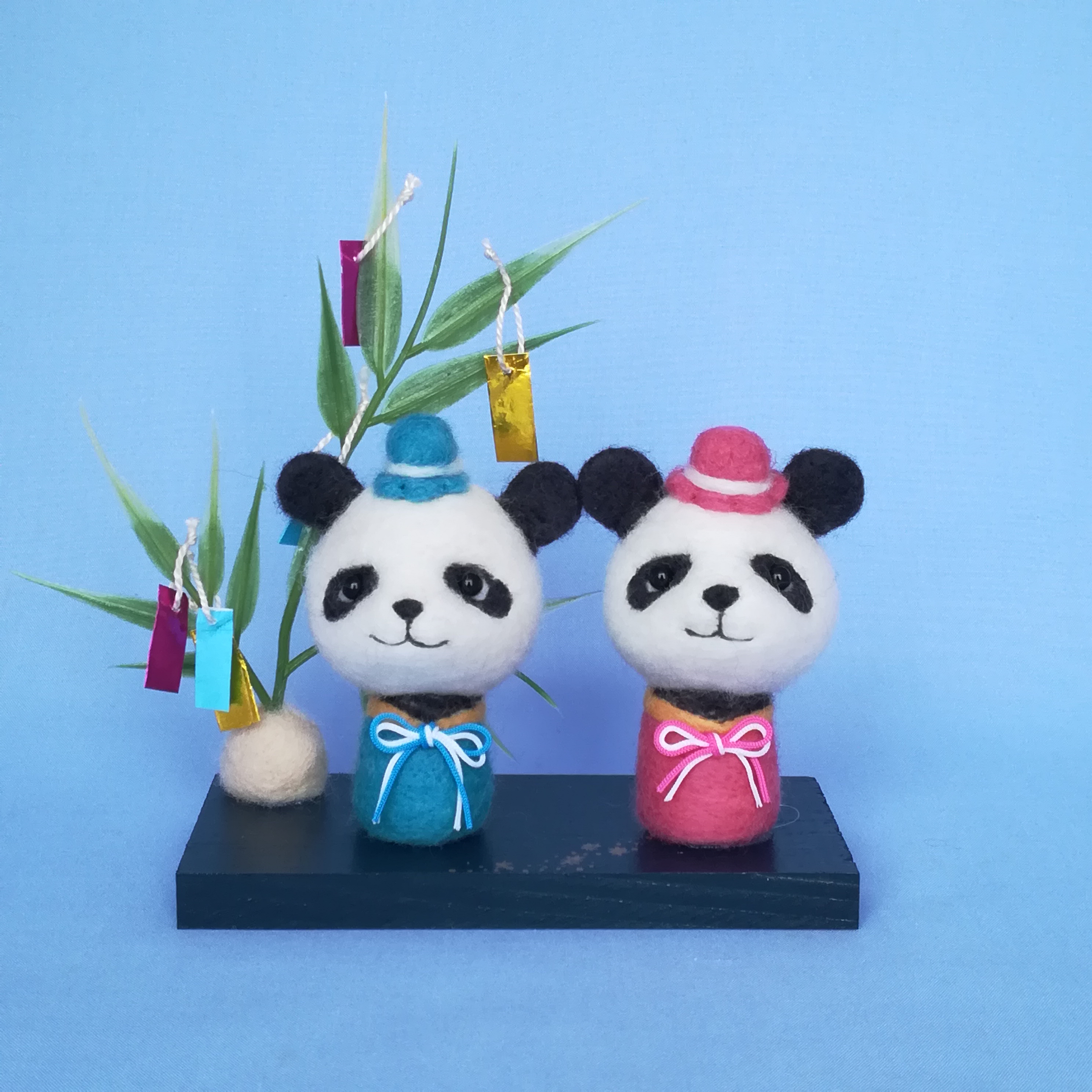笹飾り持ったパンダちゃん　羊毛フェルト 専用ページ　七夕作品