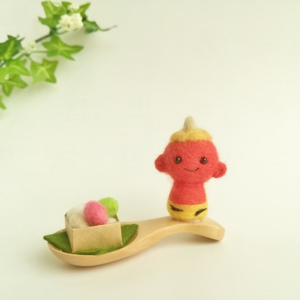 受注制作】節分 赤鬼さんと豆(スプーンシリーズ(小)☆羊毛フェルト