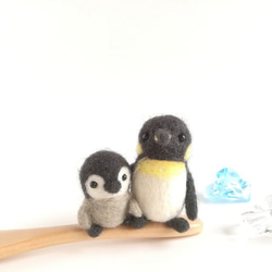 【受注制作】ペンギン親子＆スイカ（スプーンシリーズ＊大)☆羊毛フェルト 4枚目の画像