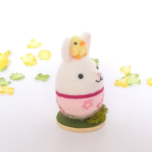 羊毛フェルト イースター うさぎさんとひよこちゃん ばかす