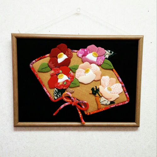 椿のちりめん押し絵 壁飾り タペストリー・壁掛け 夢さき 通販 椿のちりめん押し絵 壁飾り タペストリー・壁掛け 夢さき 通販