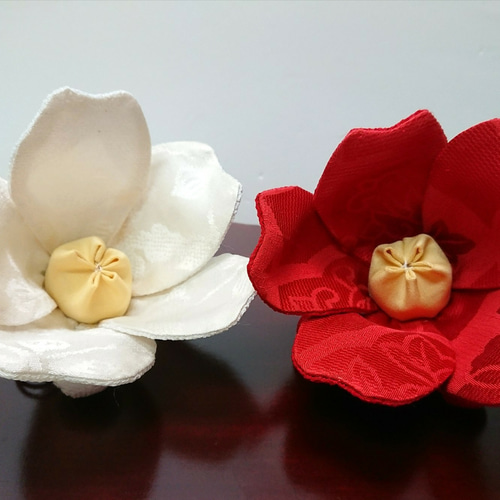 紅白椿 ちりめん細工 お正月飾り (受注製作) その他置物 夢さき 通販