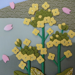 菜の花と桜
  春のちりめん押し絵  壁飾り 2枚目の画像