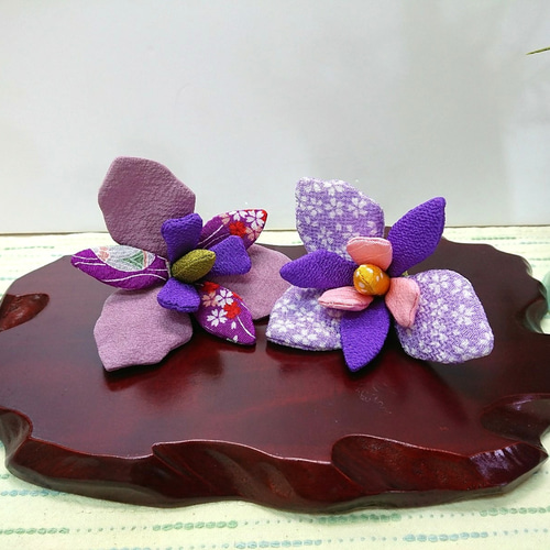 ちりめん細工 花菖蒲 二個 5月 菖蒲の花 あやめ 花言葉は「良い便り