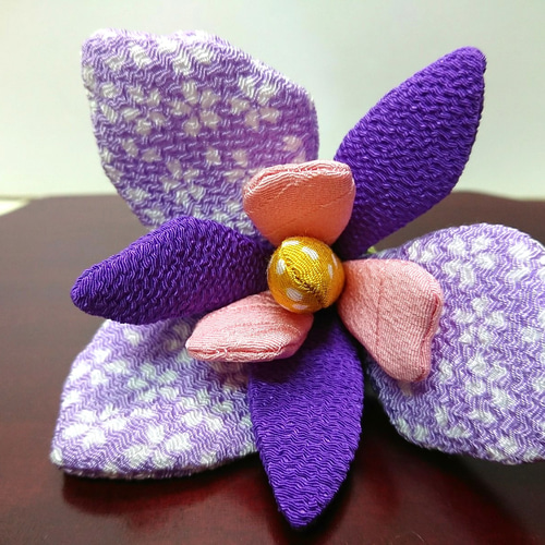 ちりめん細工 花菖蒲 二個 5月 菖蒲の花 あやめ 花言葉は「良い便り