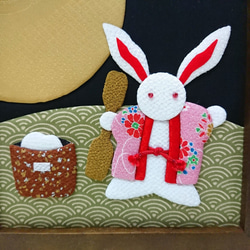 ウサギの餅つき
　秋のちりめん押し絵フレーム 3枚目の画像