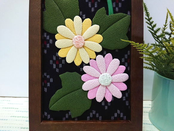 秋のちりめん押し絵   菊の花  (受注製作) 3枚目の画像