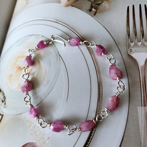 送料無料✨シルバーフィルドピンクサファイアブレスレット✨ピンク