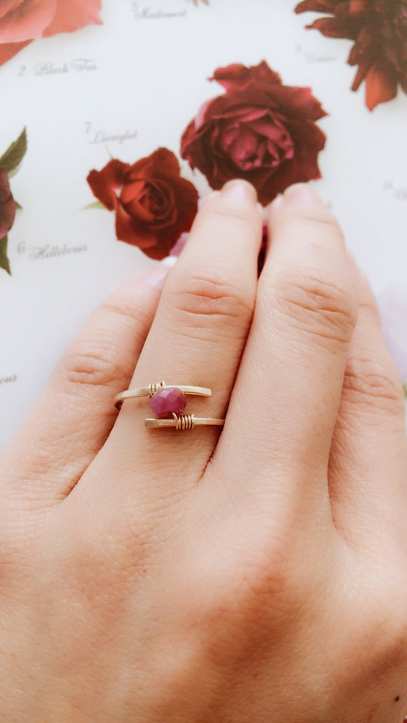 ♡14Kgf Pink　Sapphire　Ring♡ 1枚目の画像