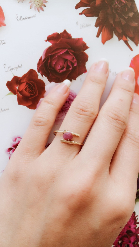 ♡14Kgf Pink　Sapphire　Ring♡ 3枚目の画像