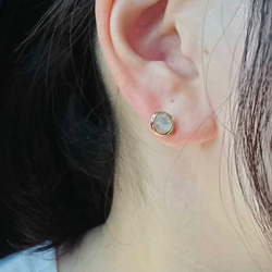 アクアマリン ポストピアス 14k Gold Studs 5枚目の画像