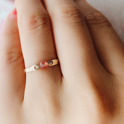 送料無料✨14KGFストロベリークォーツリング✨淡い色✨ナチュラル
