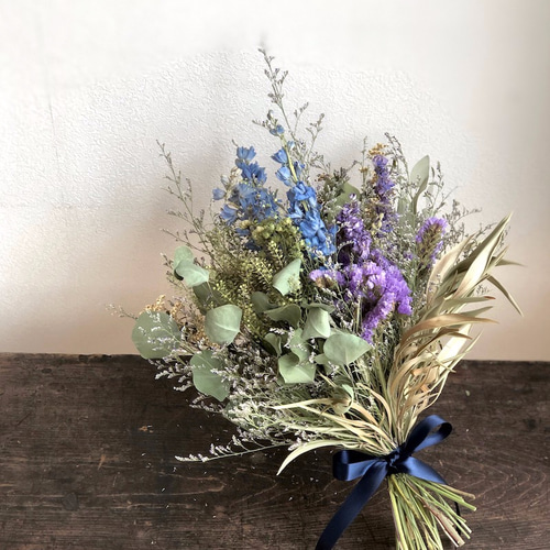 wedding ドライフラワー・ブーケ ブルー《オーダー制作商品
