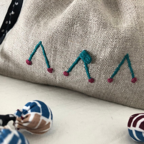 さくらんぼ刺繍のリネン巾着 巾着袋 Neves.Nana 通販 5234732｜Creema