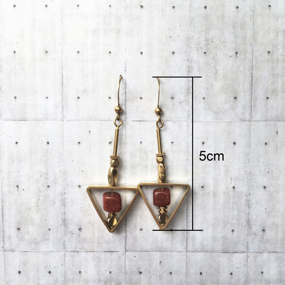 「ワナビー」シリーズの真鍮天然石幾何学的なイヤリングの気質モデル[元のテキスト緑耳/耳のクリップ] 2枚目の画像