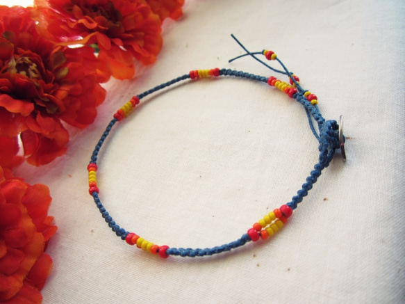 Thin Waxed Linen Anklet. / dro 第3張的照片