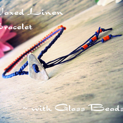 Waxed Linen Bracelet with Glass Beads. / so 第1張的照片