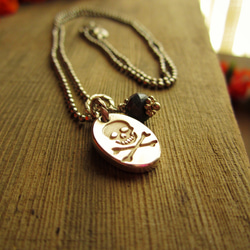 Skull Tag & Sapphire Charm Necklace 第1張的照片