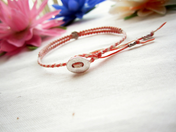 Thin Waxed Linen Bracelet.~Heart~ 第4張的照片