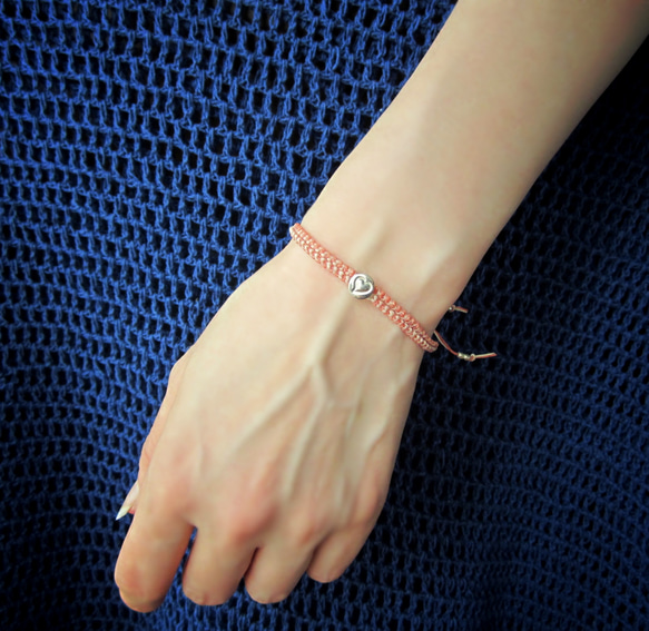 Thin Waxed Linen Bracelet.~Heart~ 第5張的照片