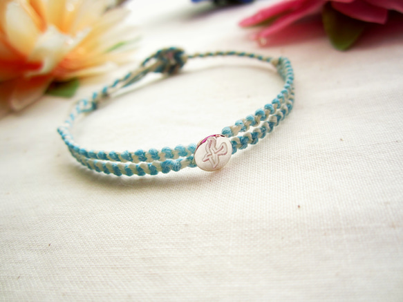 Thin Waxed Linen Bracelet.~Bird~ 第1張的照片