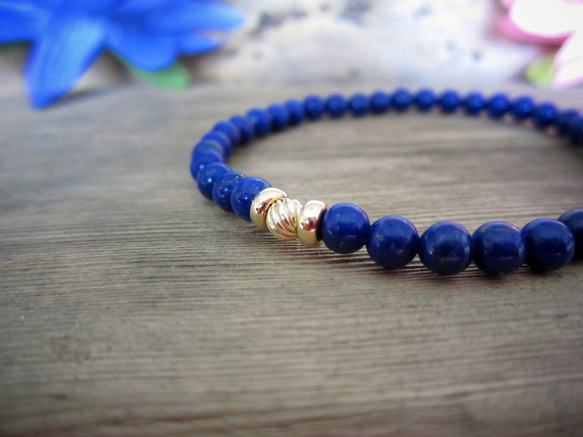 "Lapis Lazuli & 14K YG" Beads Bracelet. 1枚目の画像