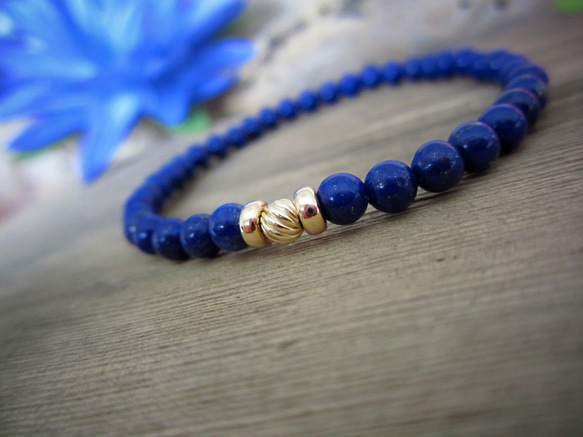 "Lapis Lazuli & 14K YG" Beads Bracelet. 2枚目の画像