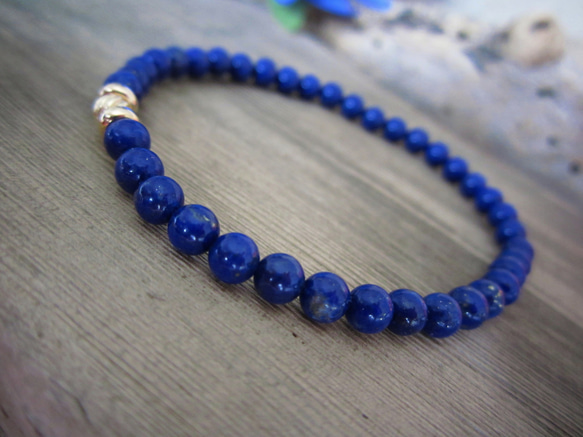 "Lapis Lazuli & 14K YG" Beads Bracelet. 3枚目の画像