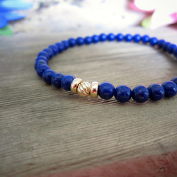 "Lapis Lazuli & 14K YG" Beads Bracelet. 4枚目の画像