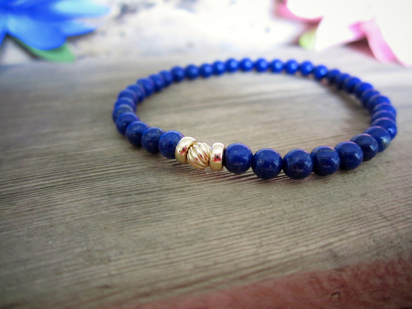 "Lapis Lazuli & 14K YG" Beads Bracelet. 4枚目の画像