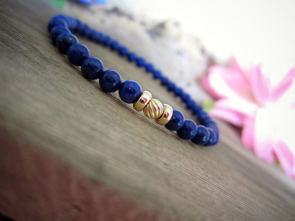 "Lapis Lazuli & 14K YG" Beads Bracelet. 5枚目の画像