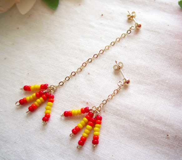 14K GF & Seed Beads Pierce.~rg~ 第1張的照片