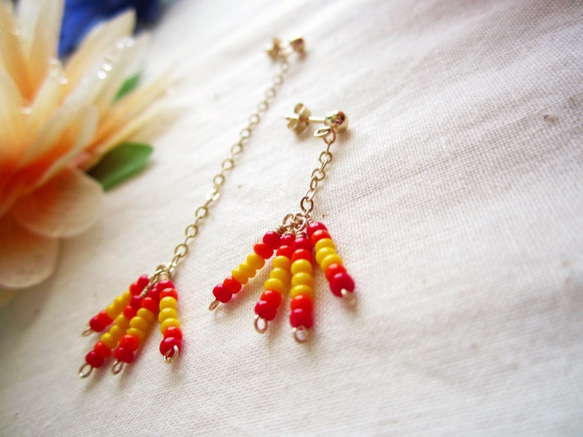 14K GF & Seed Beads Pierce.~rg~ 第4張的照片