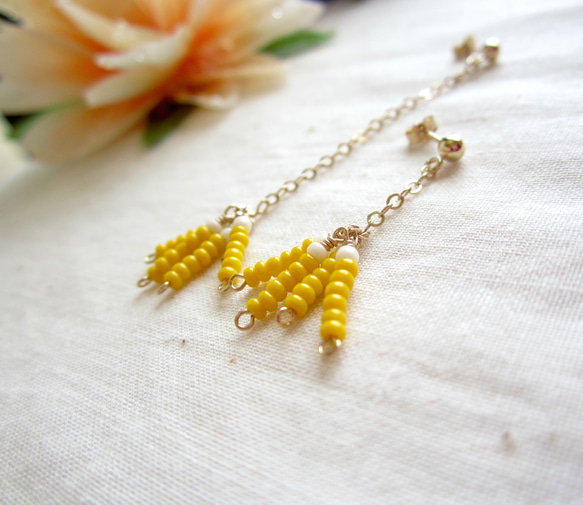 14K GF & Seed Beads Pierce.~yg~ 第2張的照片