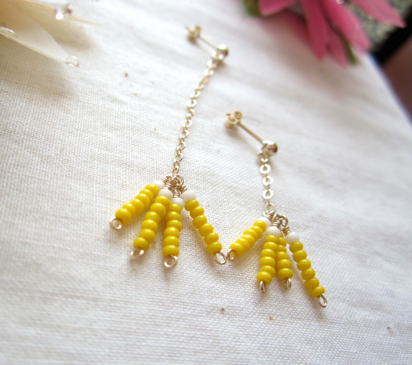 14K GF & Seed Beads Pierce.~yg~ 第4張的照片