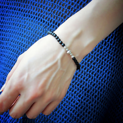 Matte Taste Onyx Stretch Bracelet. ~Silver~ 5枚目の画像