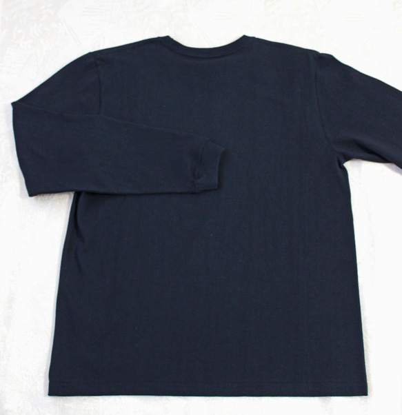 「博多ハート」長袖綿Tシャツ　M　ユニセックス　ブラック×イエロー（LT-04） 3枚目の画像