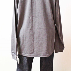「博多ハート」長袖綿Tシャツ L　ユニセックス　グレー×ベージュ（LT-09） 6枚目の画像