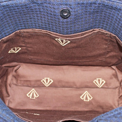 博多織×デニムトートバッグ「連」M　インディゴブルー千鳥格子（TT-07） 6枚目の画像