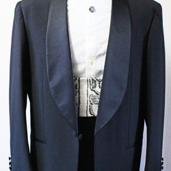 博多織カマーベルト　フォーマル　礼装　ホワイト　モノクロ　白×ブラック（KM-14） 1枚目の画像