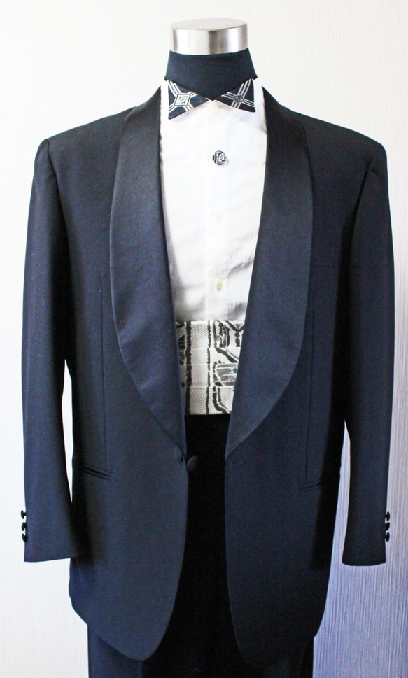 博多織カマーベルト　フォーマル　礼装　ホワイト　モノクロ　白×ブラック（KM-14） 1枚目の画像