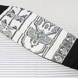 博多織カマーベルト　フォーマル　礼装　ホワイト　モノクロ　白×ブラック（KM-14） 3枚目の画像